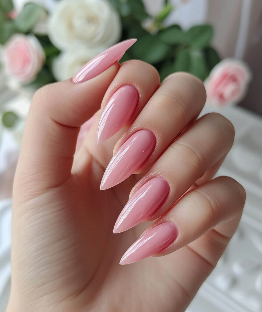 Fresh pink manicure at Q Nails Calgary Trail on Calgary Trail, Edmonton